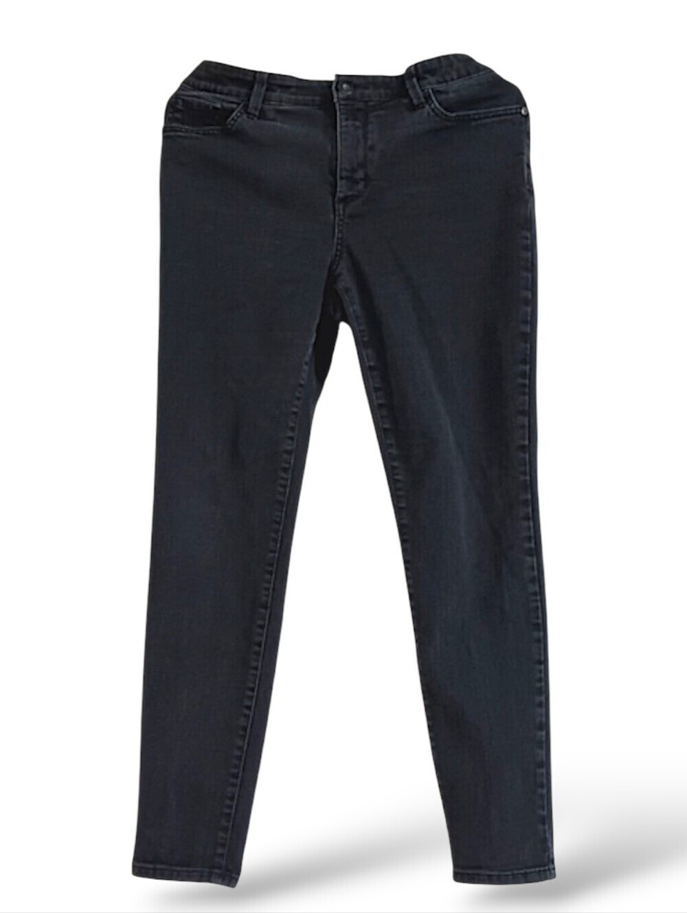 St. John's Bay Black Skinny Classic Denim Cropped Y2K Momcore Mid Rise Comfy 12